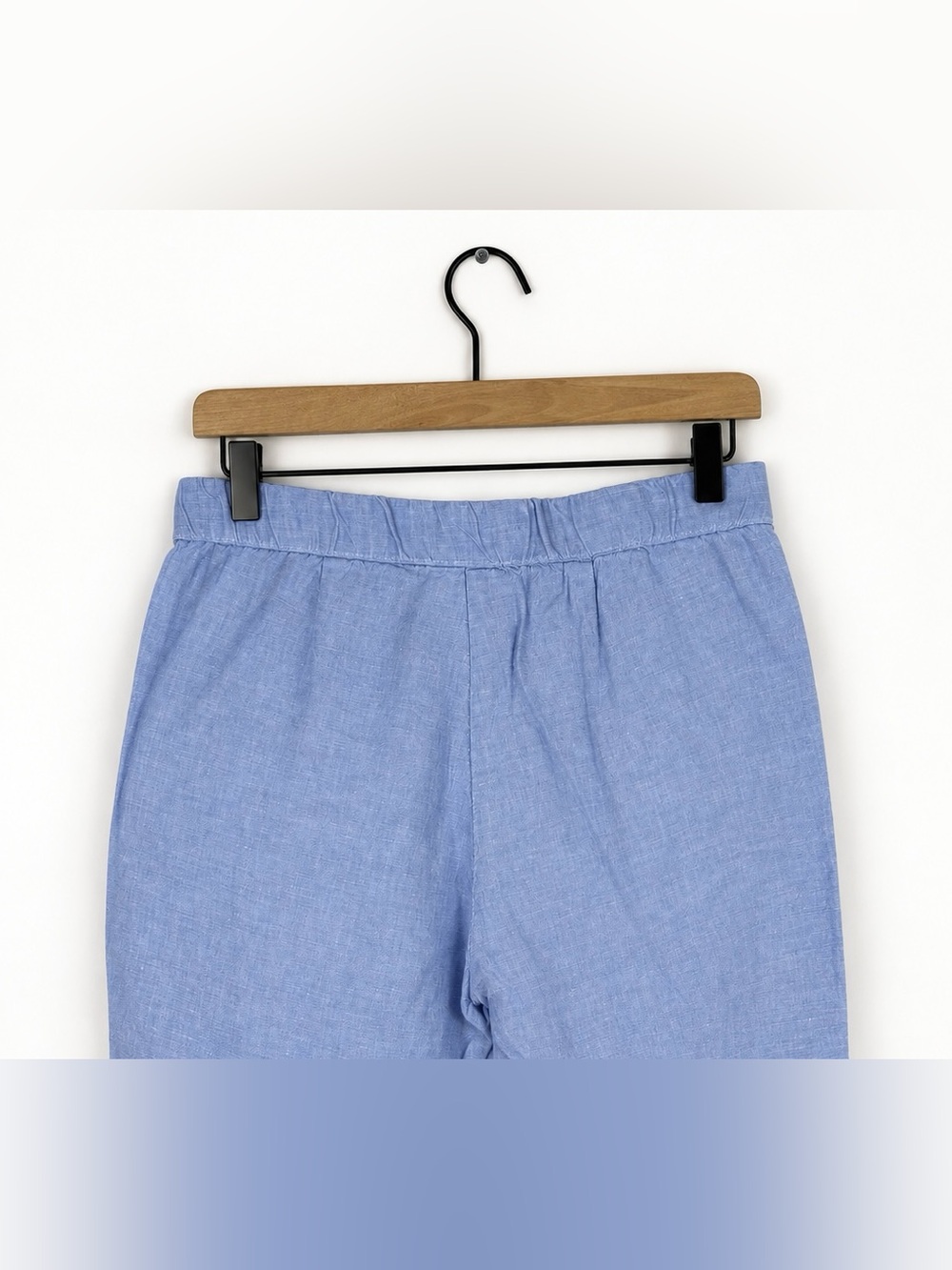 J. Jill Love Linen Pants XS Blue Wide Leg Cropped Elastic Waist 100% Linen - Picture 6 of 7